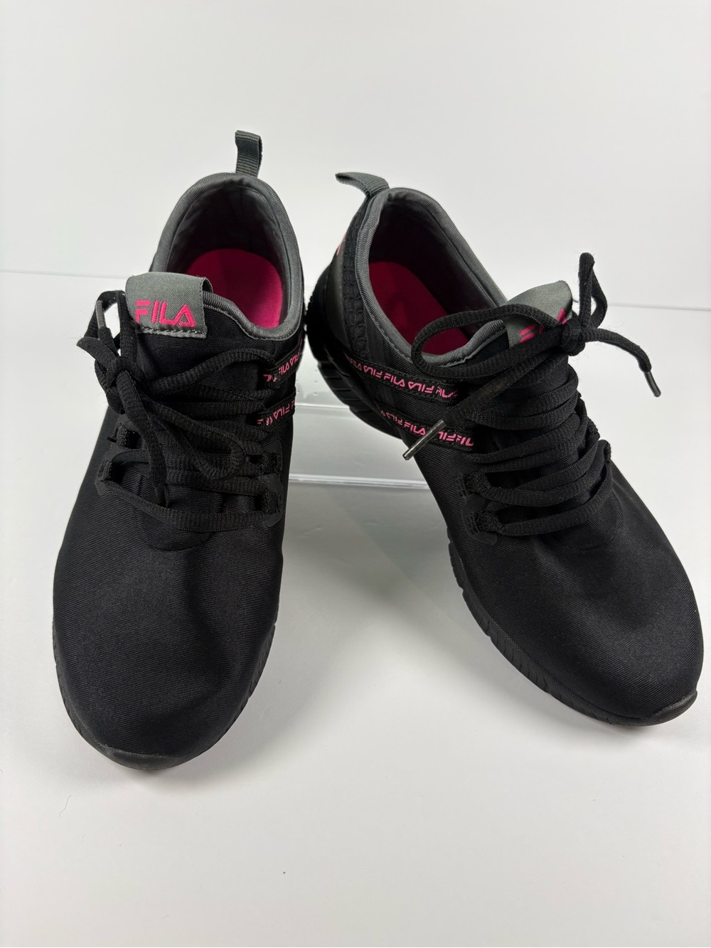 FILA Black Sneakers with Pink Logo and Lining
